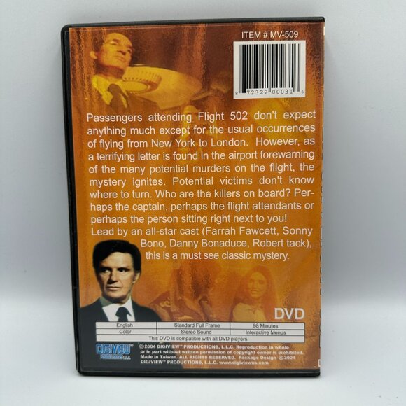 Murder On Flight 502 DVD 2004 Farrah Fawcett Sonny Bono Classic Mystery Movie - Picture 2 of 3